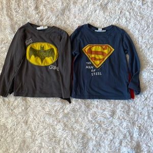 Baby Gap + Junk Food Batman and Superman Bundle- Long sleeve tops